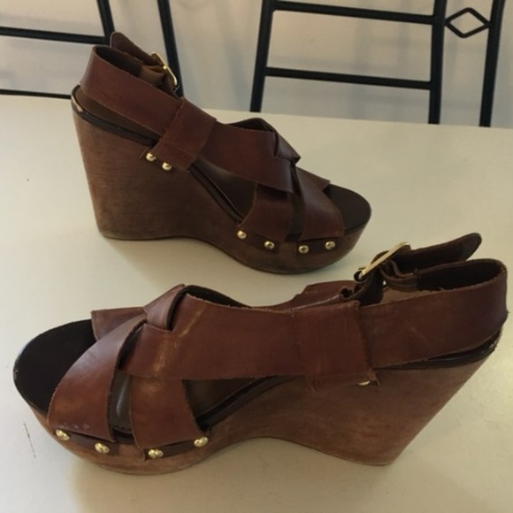 Cathy jean leather wedges size 7 - Picture 1 of 3